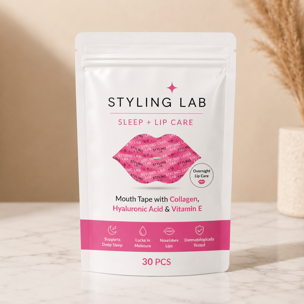 Sachet refermable de 30 patchs lèvres Styling Lab — soin de nuit hypoallergénique et sans latex