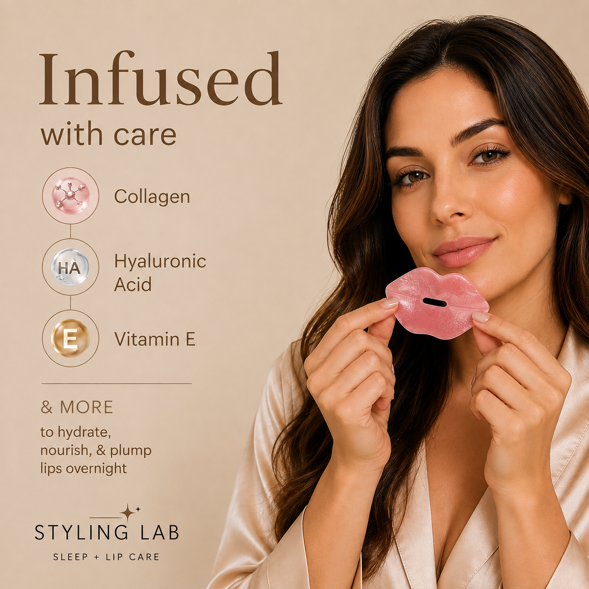 Mouth tape en forme de lèvres — favorise la respiration nasale et hydrate pendant le sommeil